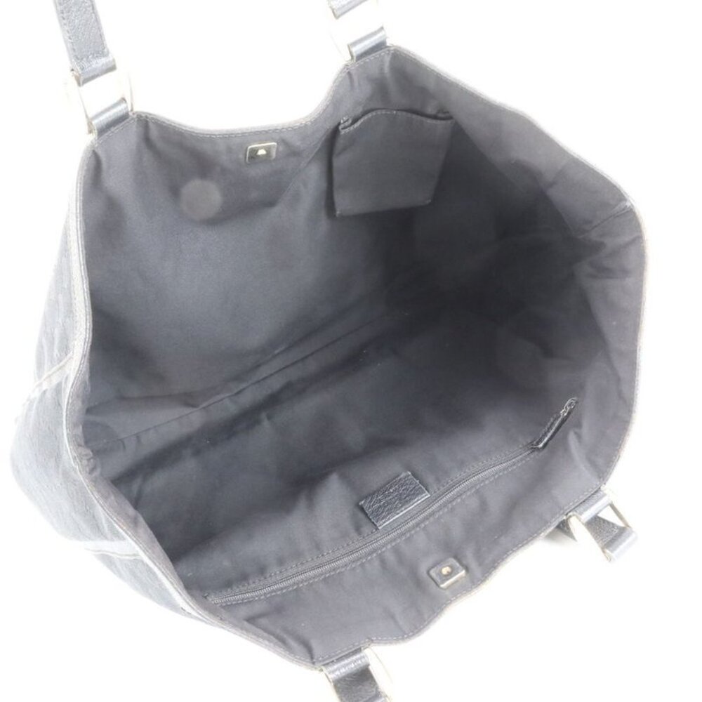 Gucci GG Canvas Leather Tote Shoulder Hand Black A4 Mee - Picture 7 of 9